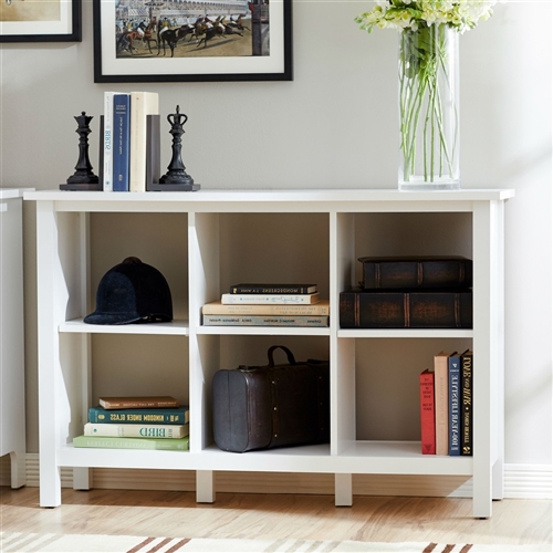 Adjustable Shelf 6-Cube Bookcase Storage Unit Sideboard in White - Image 4