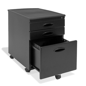 Black 3-Drawer Locking Mobile Filing Cabinet with Casters - Image 2
