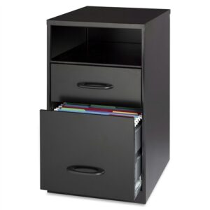 Black Metal 2-Drawer Filing Cabinet with Office Storage Shelf