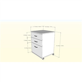 Contemporary 3-Drawer Mobile Filing Cabinet in Natural Maple Finish - Image 2