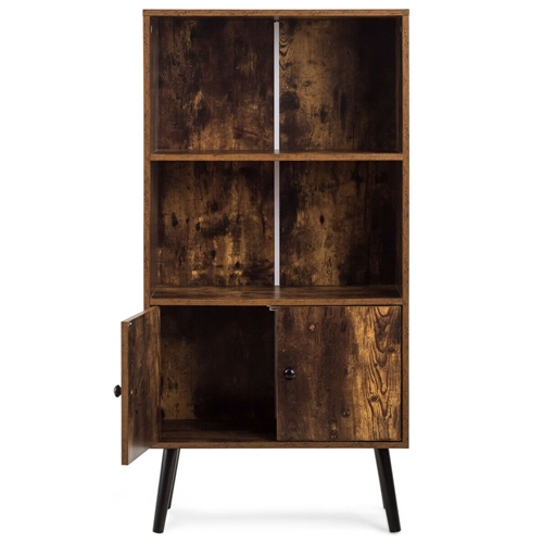 Farmhouse 2-Tier Bookcase Bookshelf with Storage Compartment - Image 2