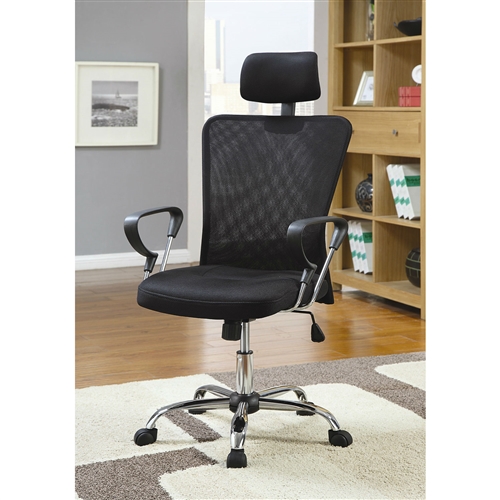 High Back Executive Mesh Office Computer Chair with Headrest in Black - Image 2
