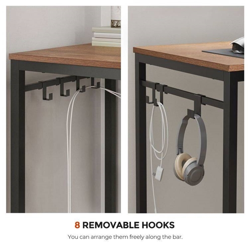 Industrial Black Metal Frame Computer Desk with Wood Top - Image 2