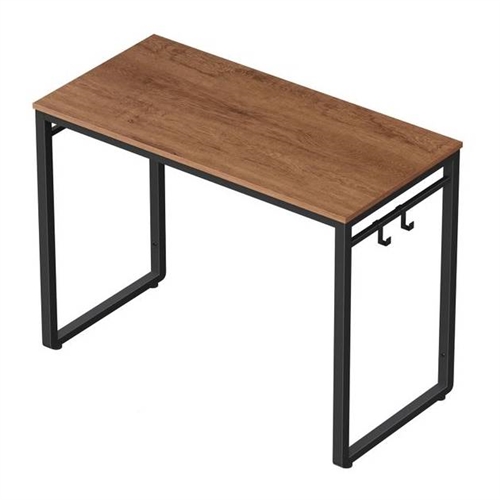 Industrial Black Metal Frame Computer Desk with Wood Top - Image 5