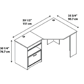 L-Shaped Corner Computer Desk with File Drawer in Espresso Wood Finish - Image 4