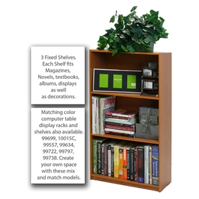 Light Cherry Finish 3-Tier Storage Shelves Bookcase - Image 3