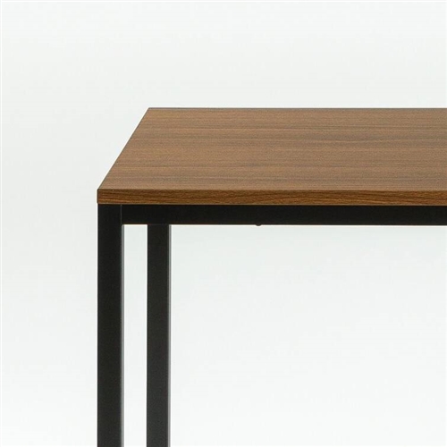 Modern Home Office Desk with Black Metal Frame and Brown Wood Top - Image 2