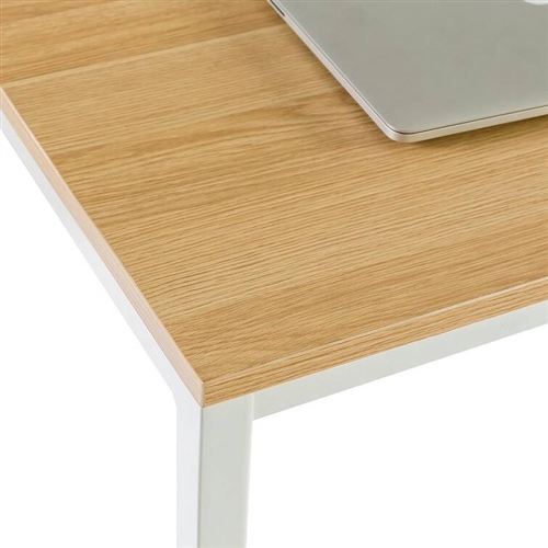 Modern Home Office Desk with White Metal Frame and Wood Table Top - Image 4
