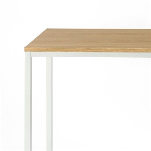 Modern Home Office Desk with White Metal Frame and Wood Table Top - Image 2