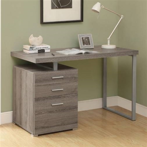Modern Home Office Laptop Computer Desk in Dark Taupe Wood Finish - Image 2