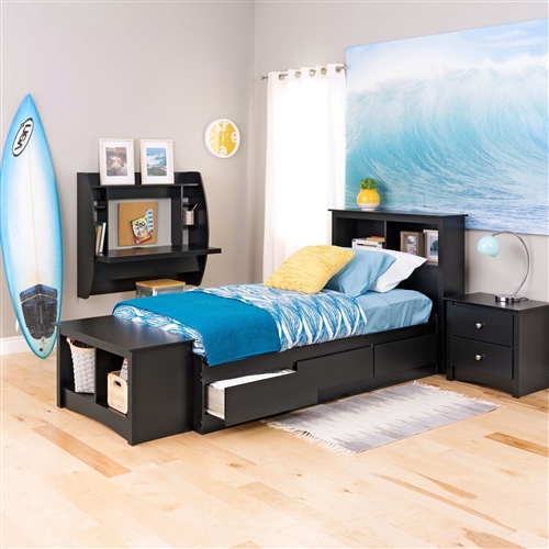 Modern Space Saving Wall Mounted Floating Laptop Desk in Black - Image 3