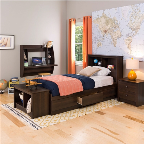 Wall Mount Space Saving Modern Laptop Computer Desk in Espresso - Image 3